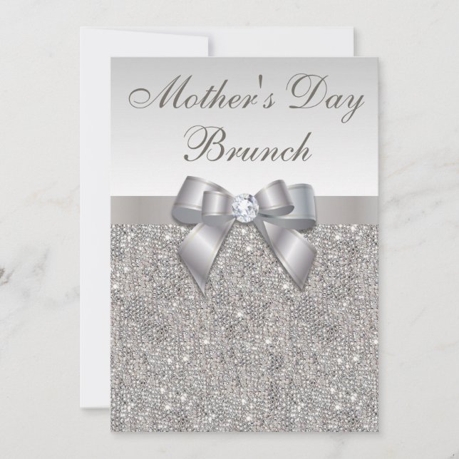 Invitation Bijoux et arc d'argent de Faux de brunch du jour (Devant)