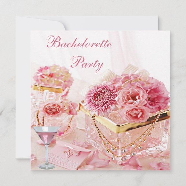 Invitation Bijoux, Martini rose et partie de Bachelorette de (Devant)