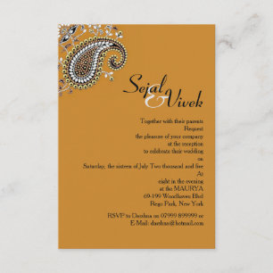 Invitation Bijoux or argent Mariage hindou Paisley