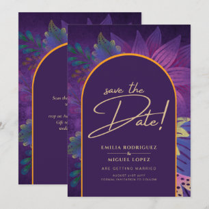 Invitation Bijoux Tones Plum Purple Berry Mariage or