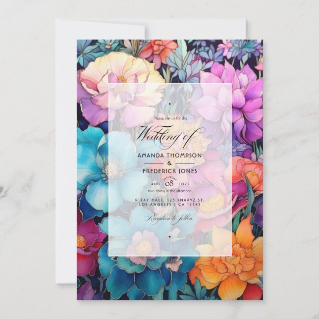 Invitation Bijoux tonique Mariage floral (Devant)