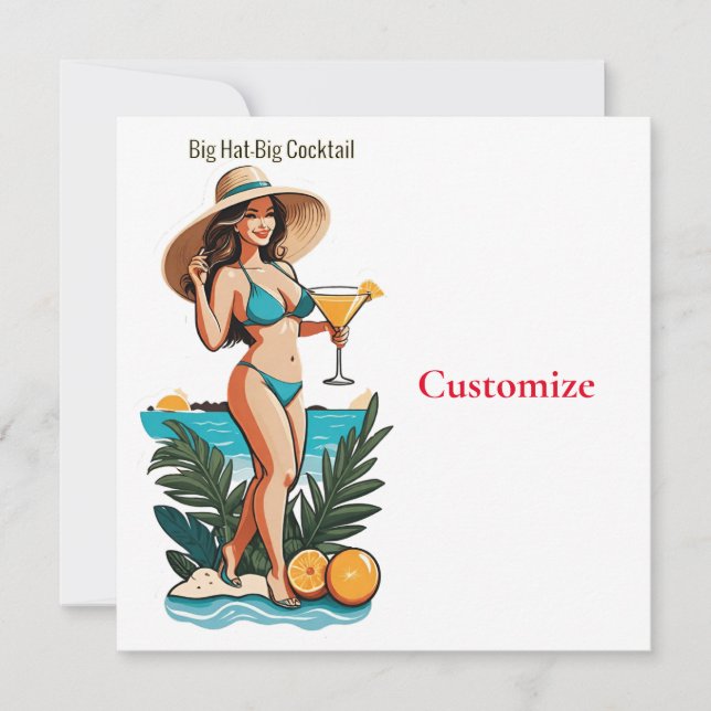 Invitation Bikini Girl Big Casquette - Big Cocktail Thunder_C (Devant)