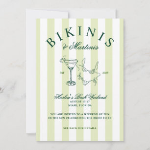 Invitation Bikinis et Martinis Week-end de Fiançailles Vintag