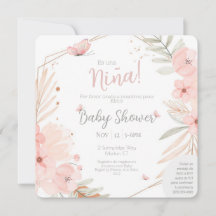 Bilingue (2 faces) Baby shower fille rose