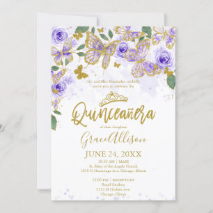 Invitation bilingue pour Quinceanera papillon 