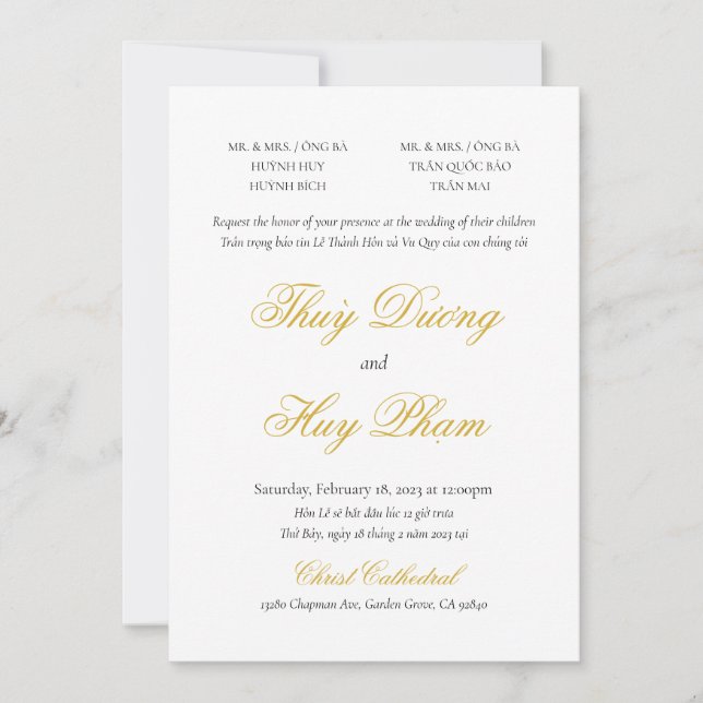 Invitation bilingue vietnamienne en script (Devant)