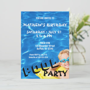 Invitation Billard bleu clair Eau Anniversaire Fête Invitatio