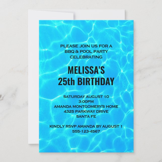 Invitation Billard bleu clair eau photo Anniversaire (Devant)