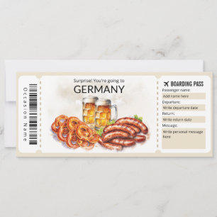 Invitation Billet avion Allemagne modifiable, Voyage Allemagn