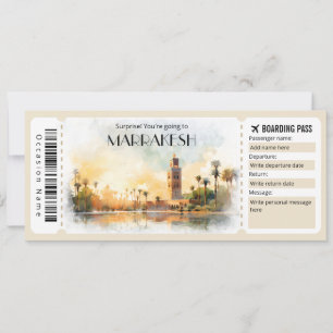 Invitation Billet avion Editable Marrakesh Boarding Pass