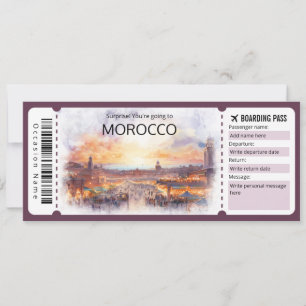 Invitation Billet Avion Editable Morocco Boarding Pass