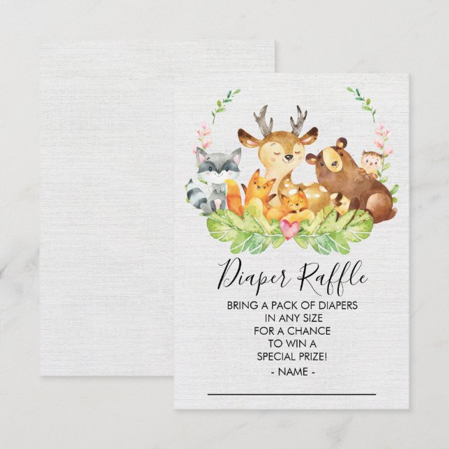 Invitation Billet Baby shower de lessive pour animaux de bois (Devant / Derrière)