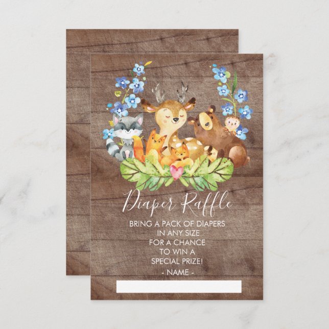 Invitation Billet Baby shower de lessive pour animaux de bois (Devant / Derrière)