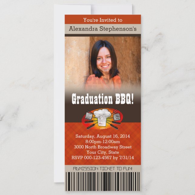 Invitation Billet BBQ BBQ BBQ BBQ BBQ BBBQ Couleur Photo (Devant)