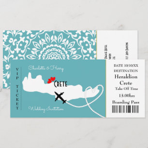 Invitation Billet Boarding Pass Mariage Destination Crète