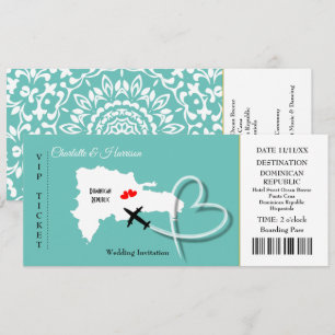 Invitation Billet Boarding Pass Mariage Destination Dominicai