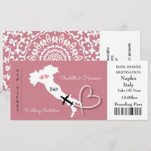 Invitation Billet Boarding Pass Mariage Destination Italie In