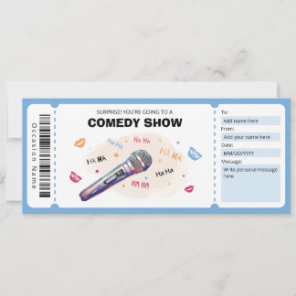Invitation Billet cadeau comique Show, Billet comique Stand U