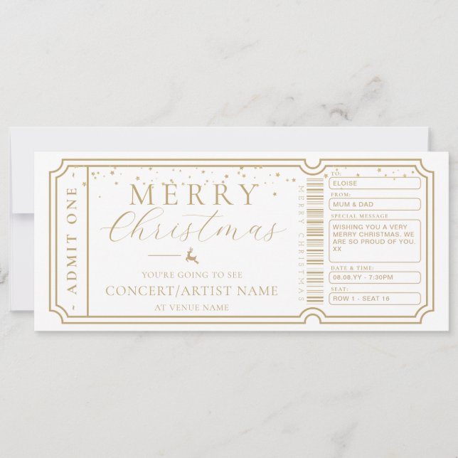 Invitation Billet cadeau de concert blanc (Devant)