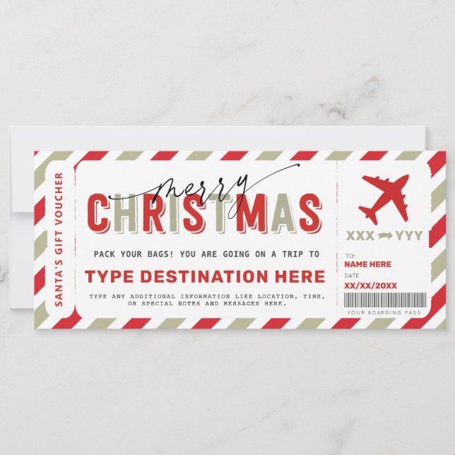 Invitation Billet cadeau de Noël Boarding Pass (Devant)