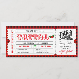 Invitation Billet cadeau de Noël tatouage bon