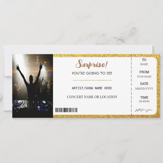 Invitation Billet cadeau de Parties scintillant or Sparkle Co (Devant)