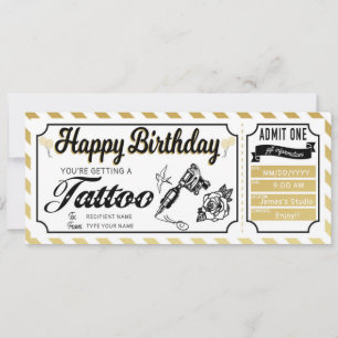 Invitation Billet cadeau d'encre de tatouage surprise