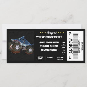 INVITATION BILLET CADEAU MONSTRE CAMION SURPRISE