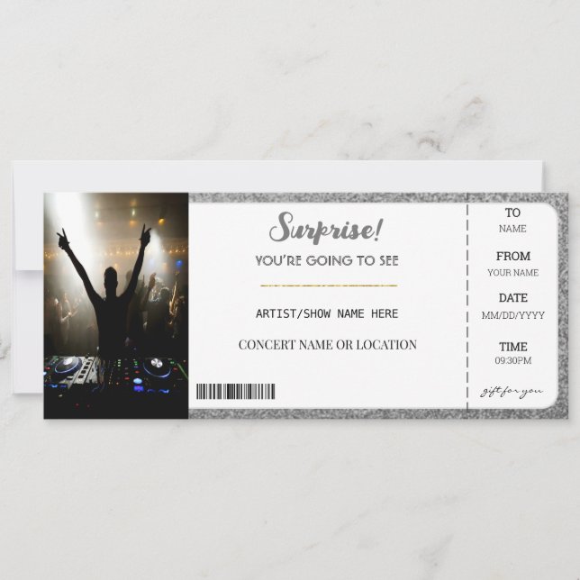 Invitation Billet cadeau pour Parties scintillant en argent s (Devant)