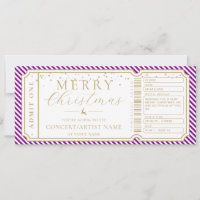 Billet cadeau violet bande Concert