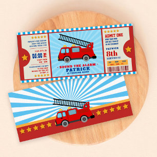 Invitation Billet camion feu fête d'anniversaire