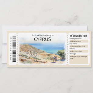 Invitation Billet Chypre Avion modifiable, Chypre Trip