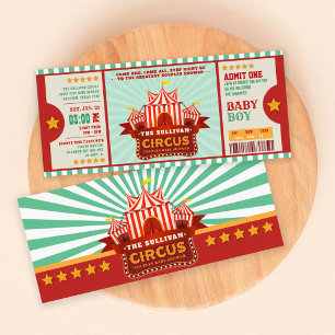Invitation Billet Cirque Couleur Modifiable Douche Couple
