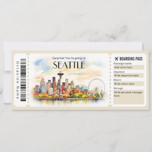 Invitation Billet d'accès à l'avion Editable Seattle Boarding