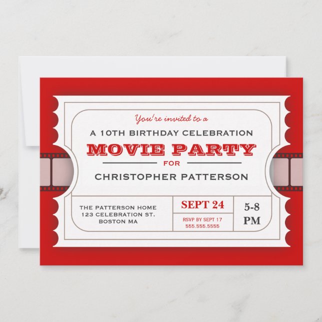 Invitation Billet d'admission de fête d'anniversaire de (Devant)