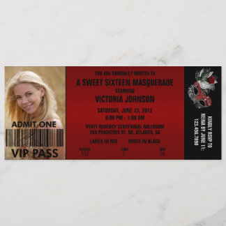 Invitation Billet d'admission de la mascarade VIP de sweet