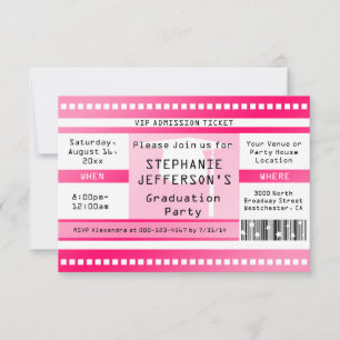 Invitation Billet d'admission Pink Graduation ou Party