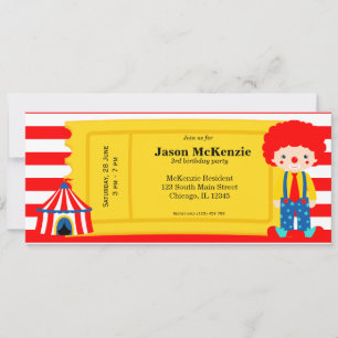 Invitation Billet d'anniversaire cirque