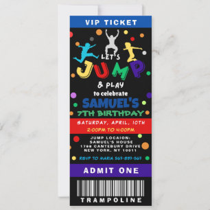 Invitation Billet d'anniversaire coloré Trampoline Jump