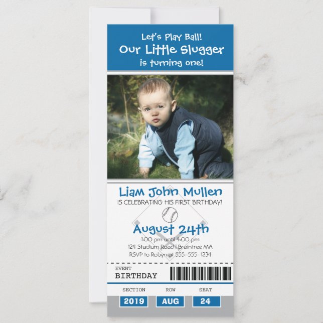 Invitation Billet d'anniversaire de baseball (Devant)