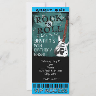 Invitation Billet d'anniversaire de star du Glam Rock VIP