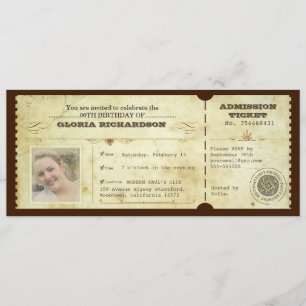 Invitation Billet d'anniversaire vintage avec votre photo