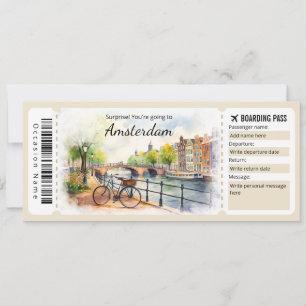 Invitation Billet d'avion Editable Amsterdam Boarding Pass