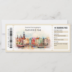 Invitation Billet d'avion Editable Amsterdam Boarding Pass
