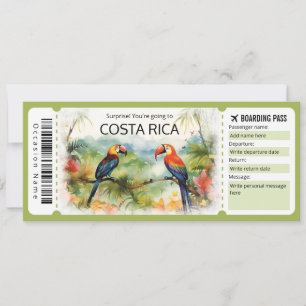 Invitation Billet d'avion Editable Costa Rica Passe d'embarqu