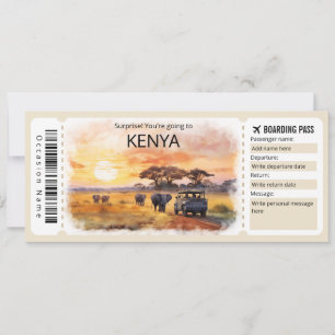 Invitation Billet d'avion Kenya modifiable, Kenya Trip