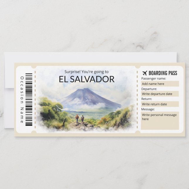 Invitation Billet d'avion modifiable El Salvador, Salvador Tr (Devant)