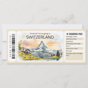 Invitation Billet d'avion Suisse modifiable, Suisse