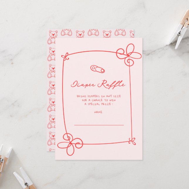 Invitation Billet de Baby shower de cadre à mâchoires molles (Devant/Arrière en situation)