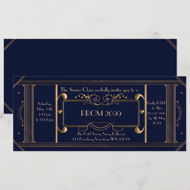 Invitation billet de bal d'étudiants d'art déco, bal (Devant / Derrière)